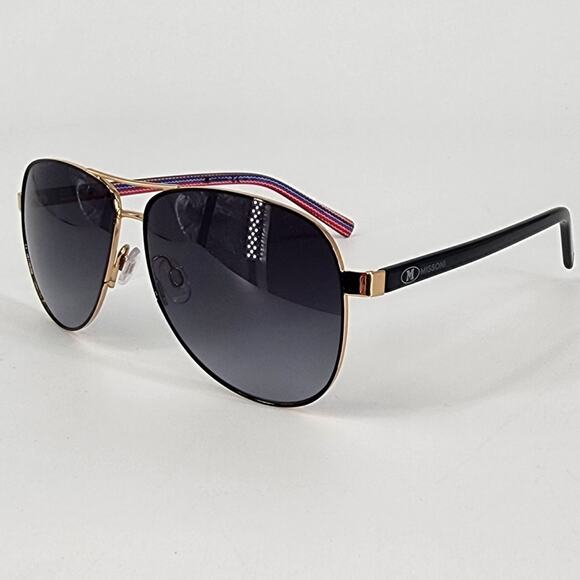 Missoni Gold & Black Aviator Sunglasses Women’s Size: 59-12-140 - Picture 3 of 12